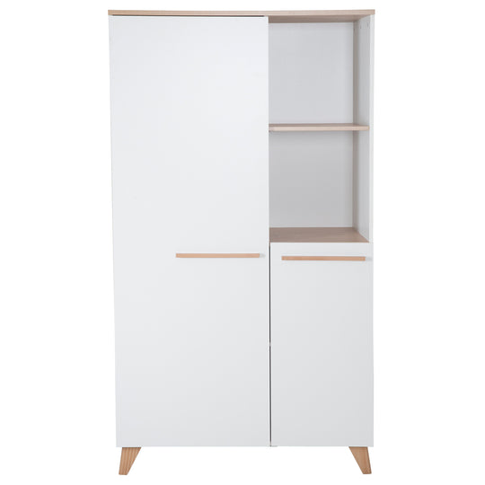 Babyzimmer Set 'Leon' 3-teilig - Kombi-Bett 70x140 + Wickelkommode + Kleiderschrank 2-türig - Weiß / Othello Eiche