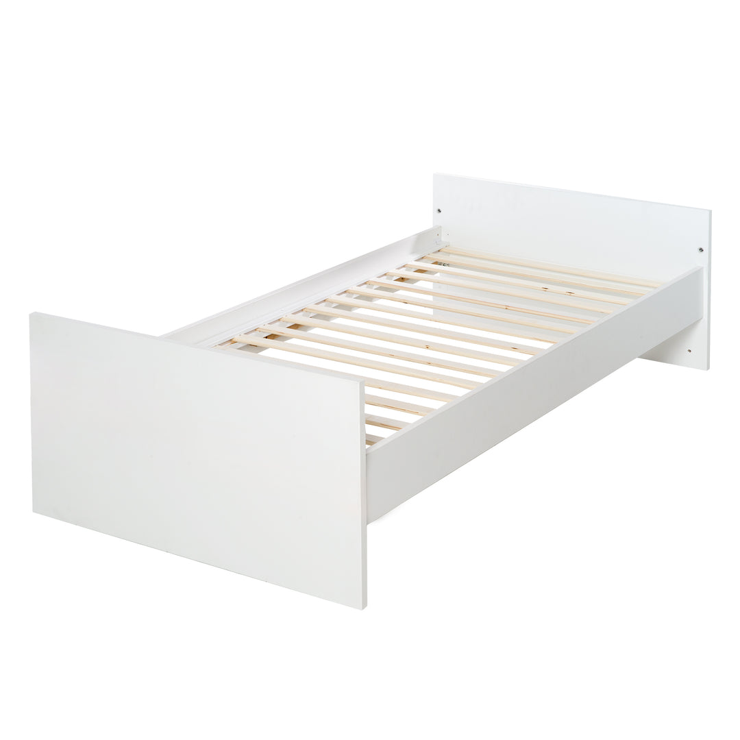 Cama infantil combinada 'Gabriella', 70 x 140 cm, blanca/natural, ajustable en altura, 3 barrotes extraíbles, convertible