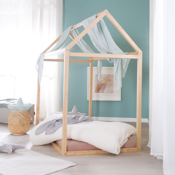 Lit cabane 70 x 140 cm - Lit Montessori en bois de bambou - Certifié FSC