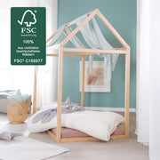 Lit cabane 70 x 140 cm - Lit Montessori en bois de bambou - Certifié FSC