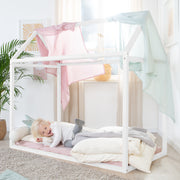 Lit cabane 70 x 140 cm - Lit Montessori en bois blanc - Certifié FSC