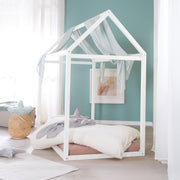 Lit cabane 70 x 140 cm - Lit Montessori en bois blanc - Certifié FSC