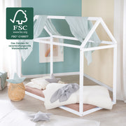 Lit cabane 70 x 140 cm - Lit Montessori en bois blanc - Certifié FSC