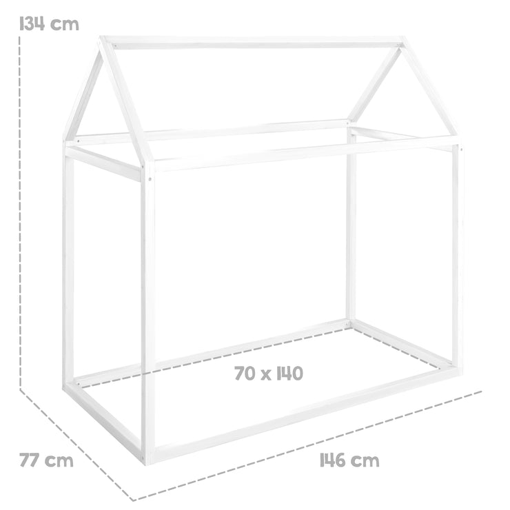 Cuna casa 70 x 140 cm - Cama Montessori de madera pintada de blanco - Certificada FSC