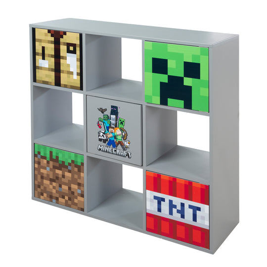 Étagère 'Minecraft' avec 4 compartiments & 5 portes - système push to open - gris