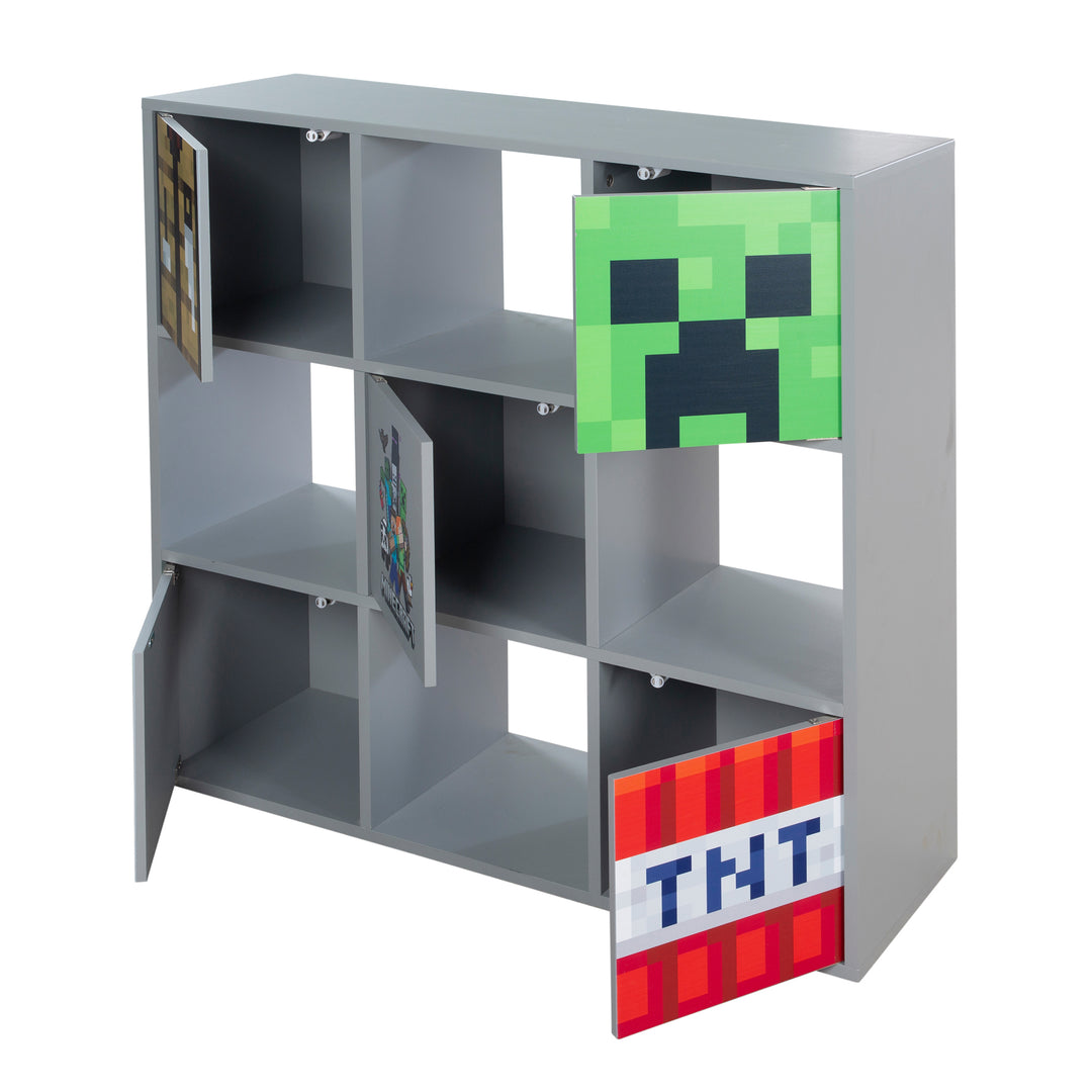 Étagère 'Minecraft' avec 4 compartiments & 5 portes - système push to open - gris