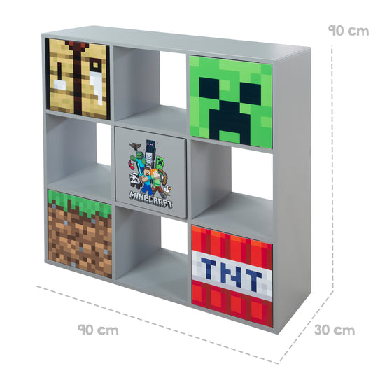 Étagère 'Minecraft' avec 4 compartiments & 5 portes - système push to open - gris