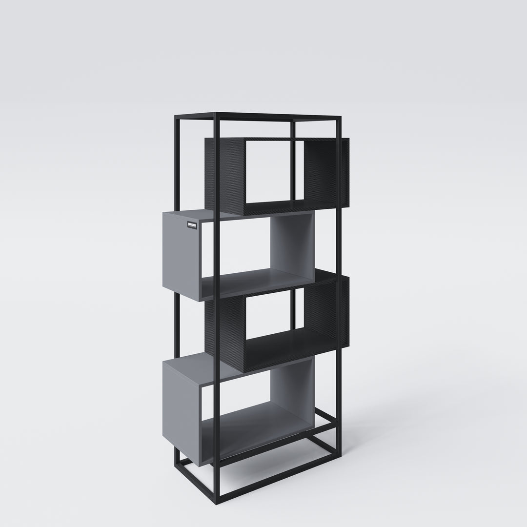 Étagère 'Minecraft' avec 4 compartiments ouverts - cadre en métal - noir