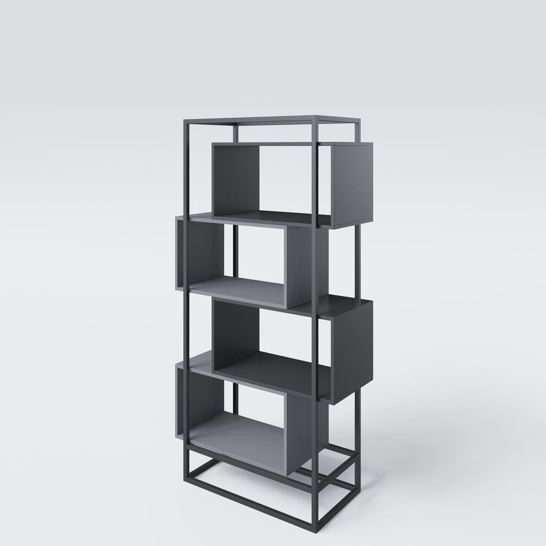 Étagère 'Minecraft' avec 4 compartiments ouverts - cadre en métal - noir