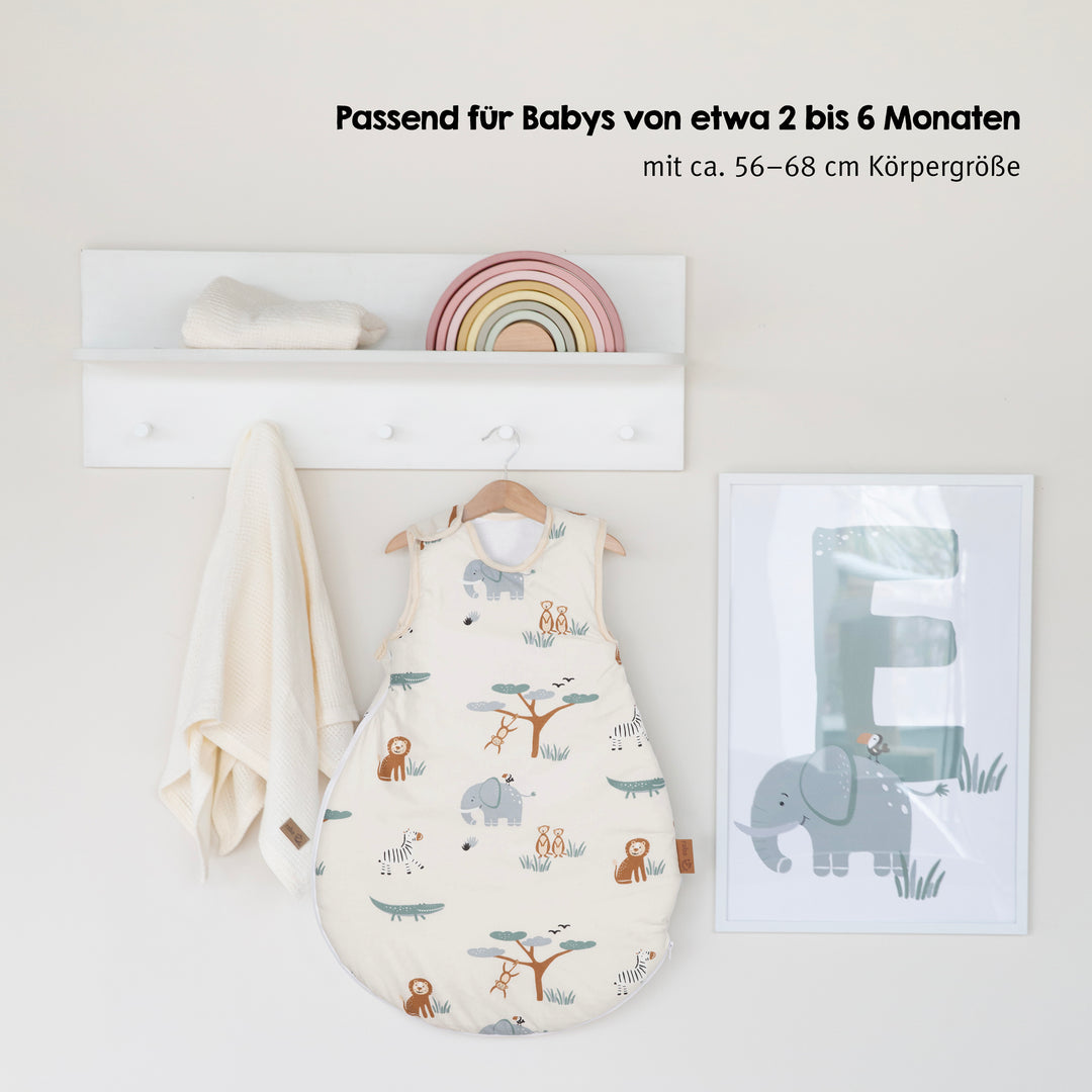 Gigoteuse bébé 'Savanna Friends' en coton – Motif animaux – Beige
