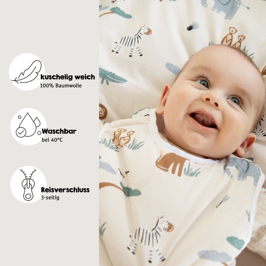 Gigoteuse bébé 'Savanna Friends' en coton – Motif animaux – Beige