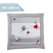 Tapis à ramper 'Adam et Eule', 100 x 100 cm, revêtement pour parc d'enfant, 100 % coton