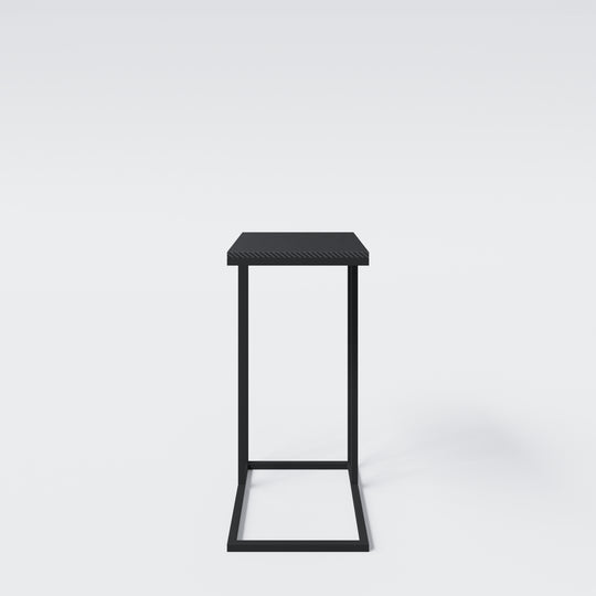 Mesa auxiliar en forma de C 'Minecraft' – Metal negro lacado – Estampado pixelado