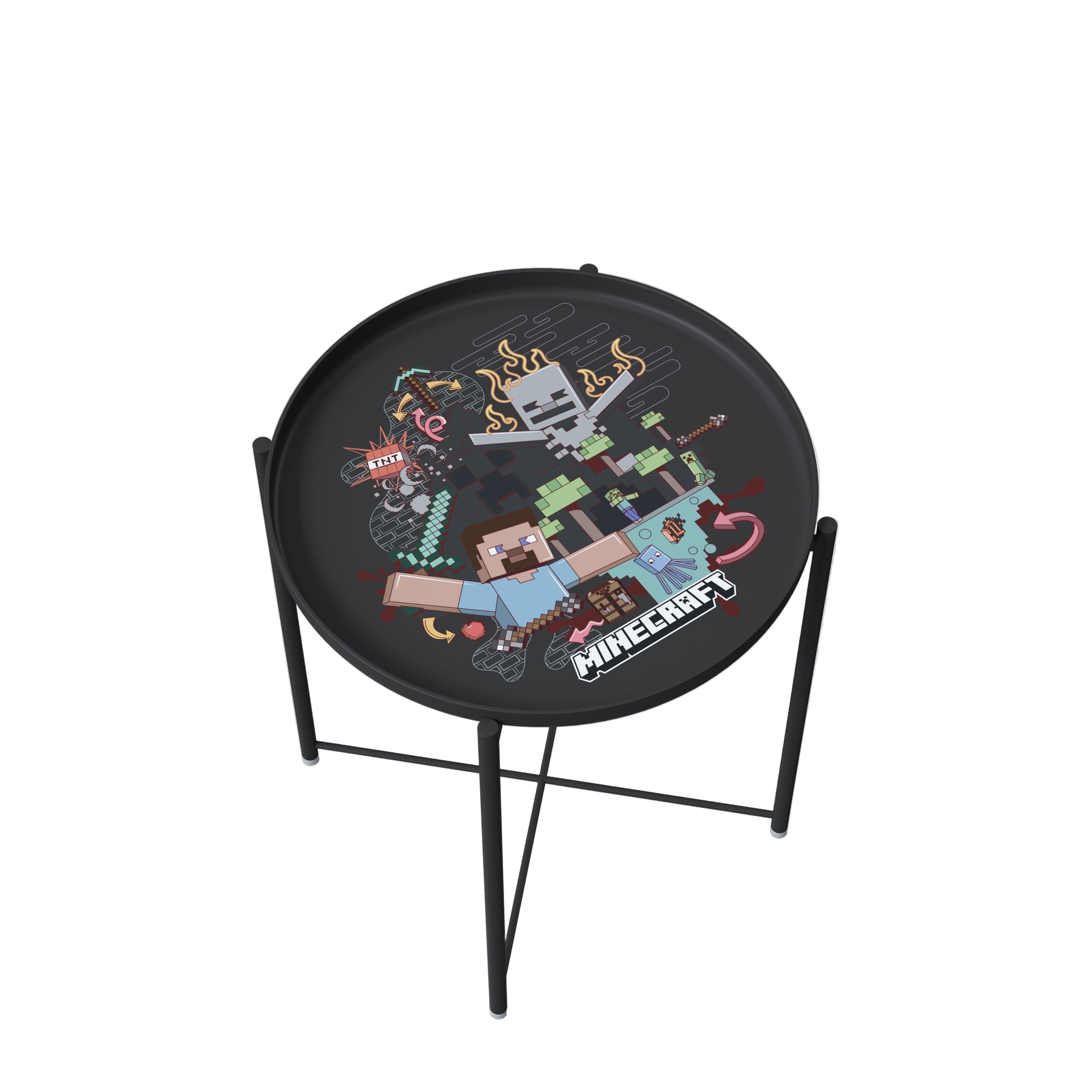 Round Minecraft Side Table with Removable Tray » roba