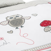 Biancheria per culla "Adam e Eule", set culla 2 pezzi, biancheria da letto per bambini 80 x 80 cm, 100% cotone