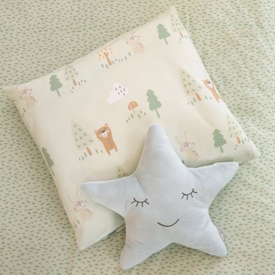 Bassinet Bedding 'Woodland Buddies' 80 x 80 cm - Cotton Covers - Pastel Green