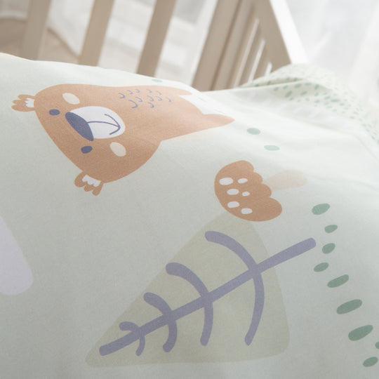 Bassinet Bedding 'Woodland Buddies' 80 x 80 cm - Cotton Covers - Pastel Green
