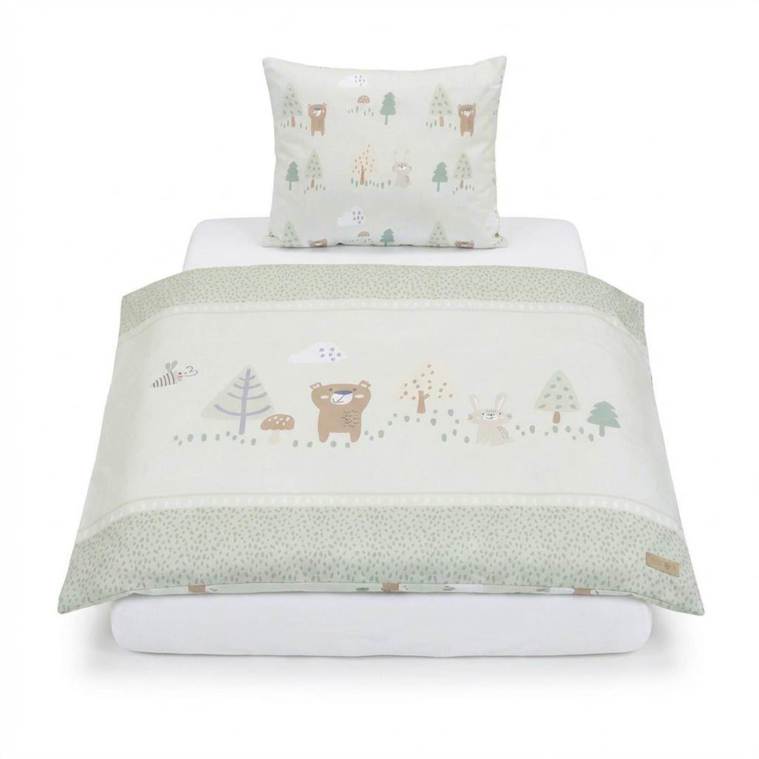 Bassinet Bedding 'Woodland Buddies' 80 x 80 cm - Cotton Covers - Pastel Green