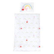 Linge de lit pour enfants 100 x 135 cm 'Peppa Pig' - en coton - Blanc / Rose