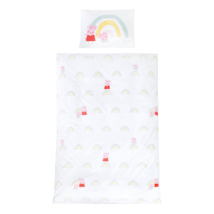 Biancheria da letto per bambini 100 x 135 cm 'Peppa Pig' - in cotone - Bianco / Rosa