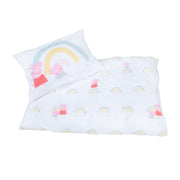 Linge de lit pour enfants 100 x 135 cm 'Peppa Pig' - en coton - Blanc / Rose
