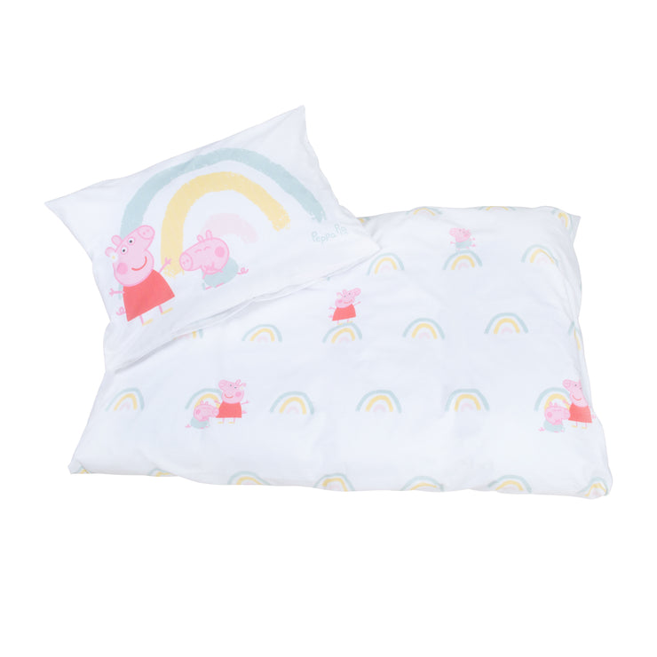 Linge de lit pour enfants 100 x 135 cm 'Peppa Pig' - en coton - Blanc / Rose