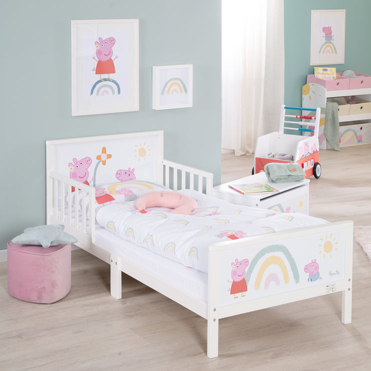 Ropa de cama infantil 100 x 135 cm 'Peppa Pig' - de algodón - Blanco / Rosa