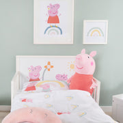 Kinderbettwäsche 100 x 135 cm 'Peppa Pig' - aus Baumwolle - Weiß / Rosa