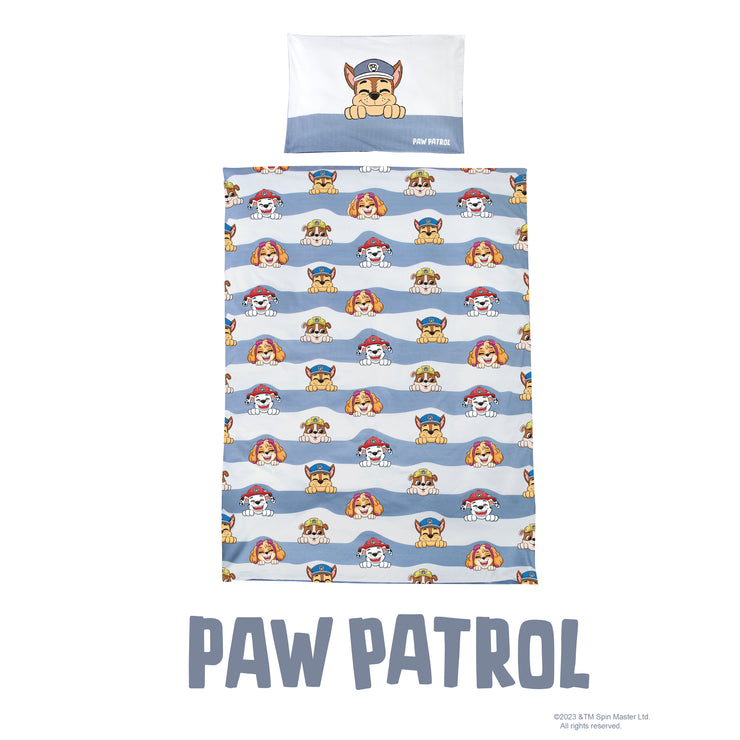 Lin de lit pour enfants 100 x 135 cm 'patrouille de patrouille' - en coton - blanc / bleu