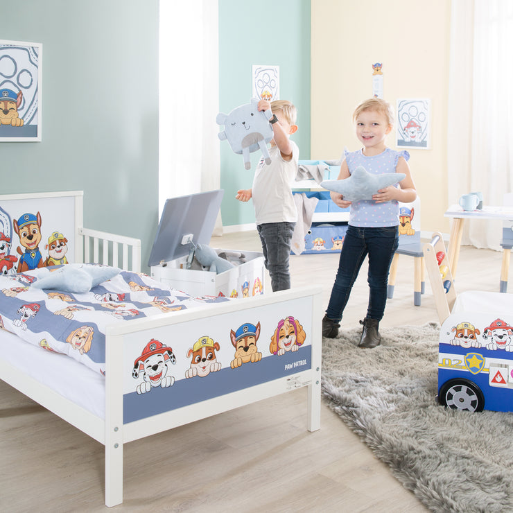 Biancheria da letto per bambini 100 x 135 cm 'Paw Patrol' - in cotone - Bianco / Blu