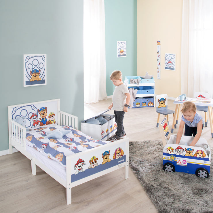 Lin de lit pour enfants 100 x 135 cm 'patrouille de patrouille' - en coton - blanc / bleu