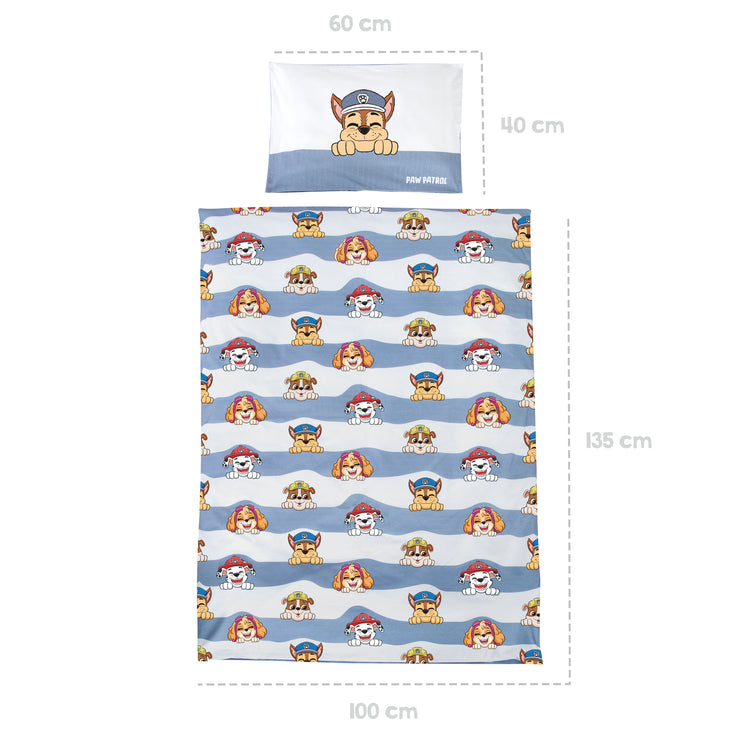 Biancheria da letto per bambini 100 x 135 cm 'Paw Patrol' - in cotone - Bianco / Blu