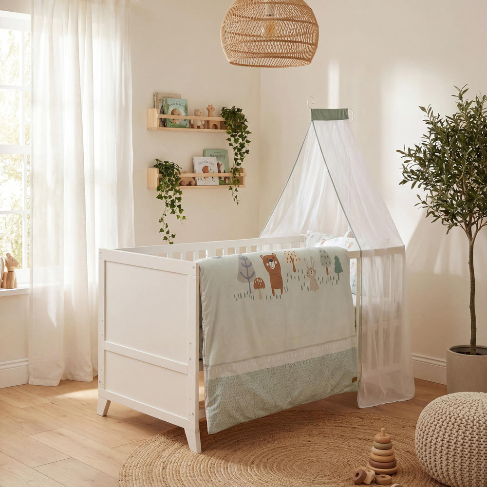 Children's bed linen 'Woodland Buddies' - cover 100 x 135 cm - pastel green