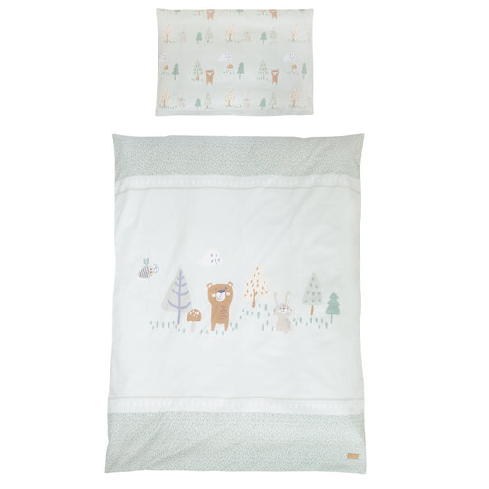 Children's bed linen 'Woodland Buddies' - cover 100 x 135 cm - pastel green