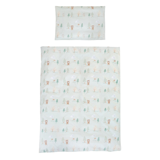 Children's bed linen 'Woodland Buddies' - cover 100 x 135 cm - pastel green