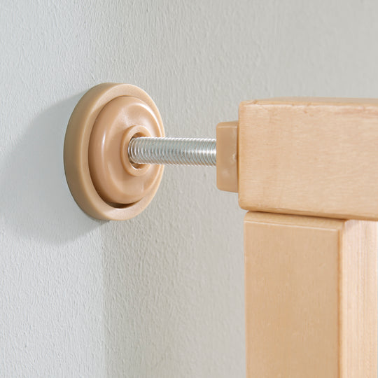 Barrera de seguridad para puertas con presión, natural, ancho 62 - 106 cm, barrera para escaleras para niños y mascotas