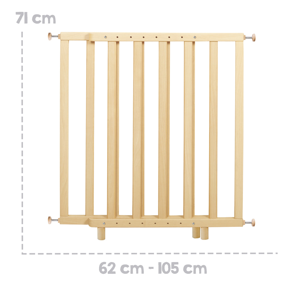 Barrera de seguridad para puertas con presión, natural, ancho 62 - 106 cm, barrera para escaleras para niños y mascotas