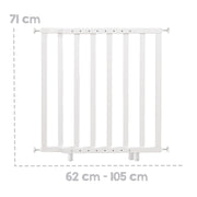 Barrera de seguridad para puertas con presión, blanca, ancho 62 - 106 cm, barrera para escaleras para niños y mascotas