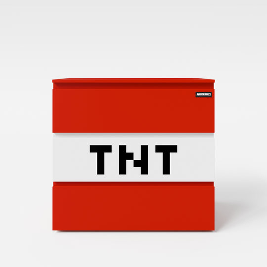 Commode 'Minecraft' avec 3 tiroirs - éclairage LED - rouge / blanc