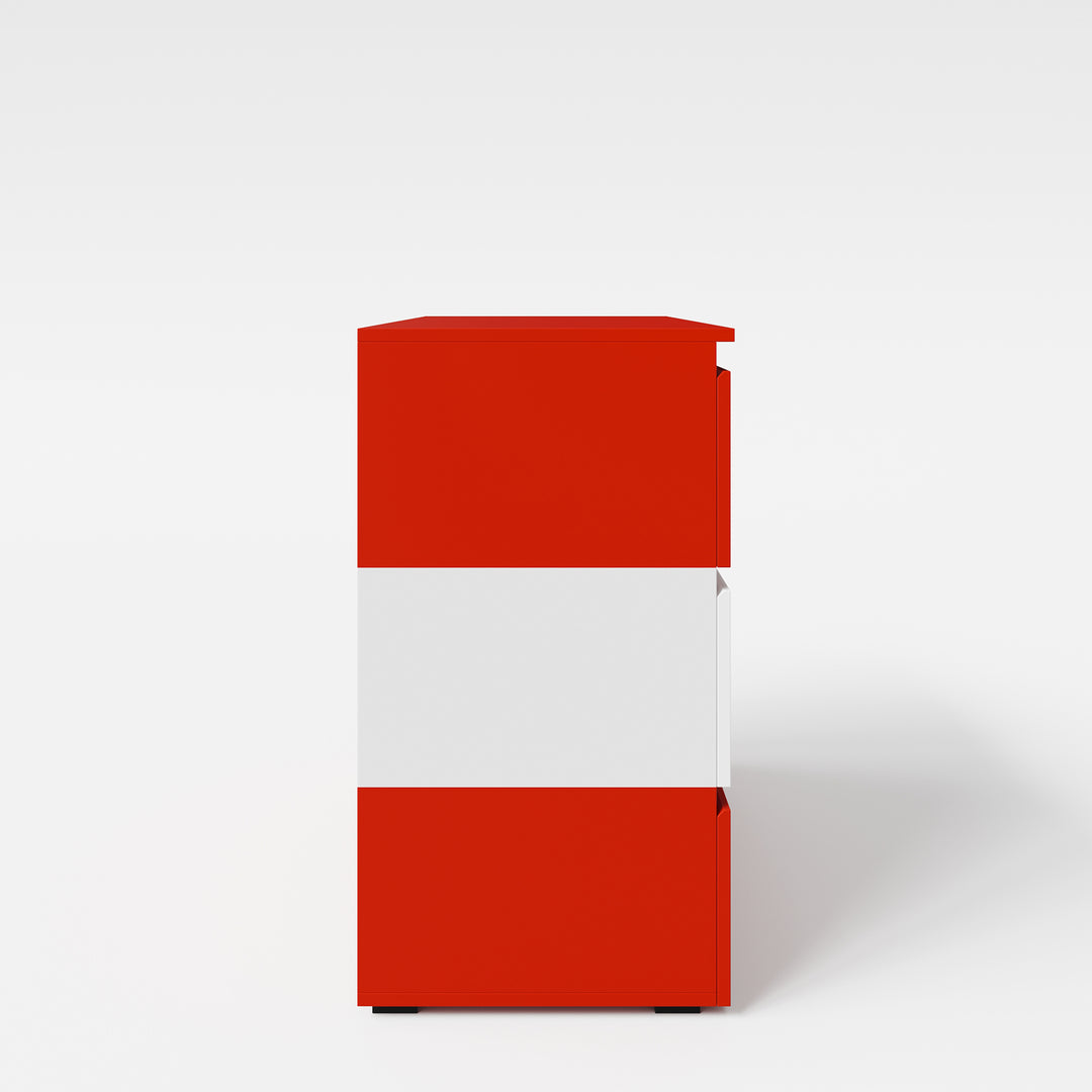 Commode 'Minecraft' avec 3 tiroirs - éclairage LED - rouge / blanc