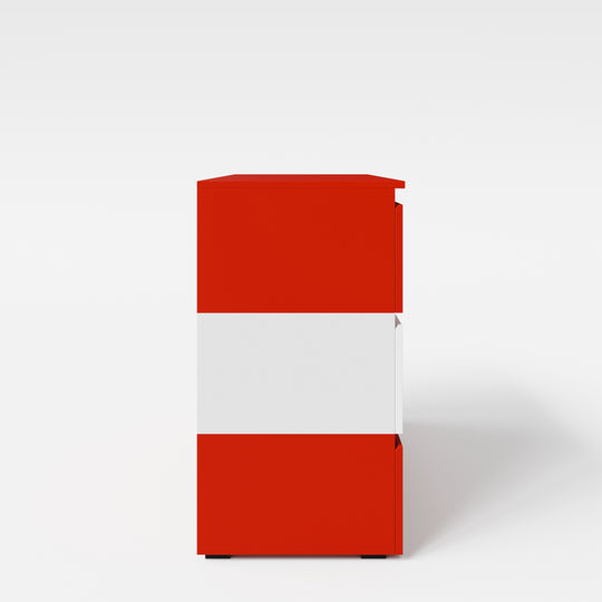 Commode 'Minecraft' avec 3 tiroirs - éclairage LED - rouge / blanc