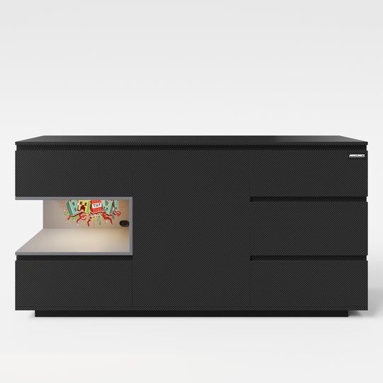 Buffet 'Minecraft' avec 5 tiroirs et 1 porte - étagère ouverte pour console - anthracite