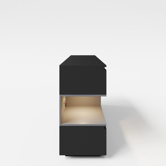 Buffet 'Minecraft' avec 5 tiroirs et 1 porte - étagère ouverte pour console - anthracite