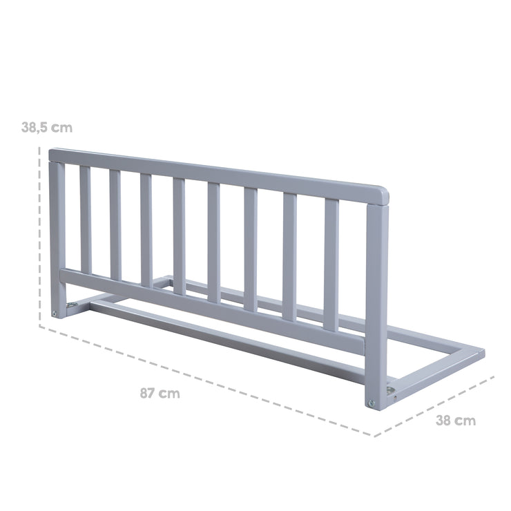 Barandilla de cama de 90 cm - Barandilla de protección segura de madera - Gris / Topo