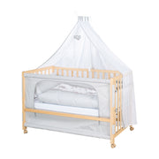 Co-sleeping Cot 'Jumbo twins grey' 60 x 120 cm + Textile Accessories - Natural Wood