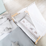 Room Bed 'Jumbo twins grau' 60 x 120 cm + Textilausstattung - Holz natur