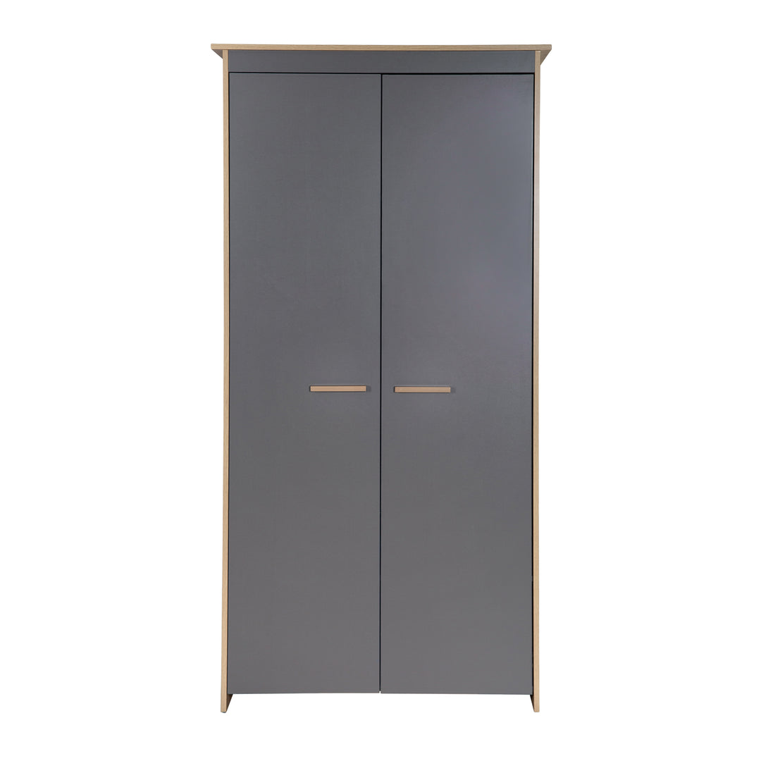 Armoire pour enfants 2 portes 'Anna' - Anthracite / Décor chêne Kent