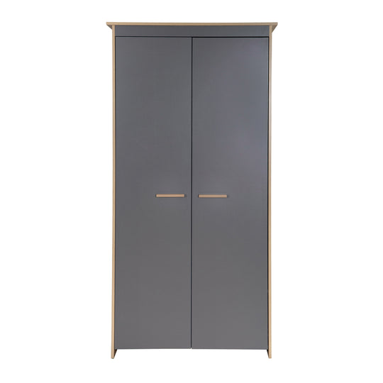 Armoire pour enfants 2 portes 'Anna' - Anthracite / Décor chêne Kent