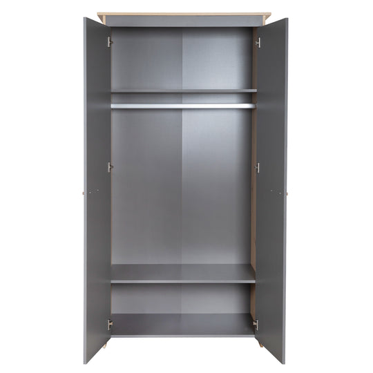 Armoire pour enfants 2 portes 'Anna' - Anthracite / Décor chêne Kent