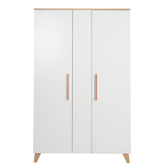 Kleiderschrank 'Leon' 2,5-türig - Soft-Close Türen & Massivholzfüße - Weiß / Othello Eiche